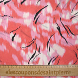 Crêpe de chine 100% soie imprimé rêverie corail et rose