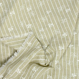 Chambray polyester rayé imprimé butterfly fond beige