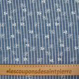 Chambray polyester rayé imprimé butterfly fond bleu