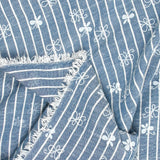 Chambray polyester rayé imprimé butterfly fond bleu