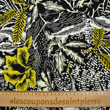 Viscose imprimée gravure tropicale fond noir