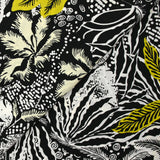 Viscose imprimée gravure tropicale fond noir