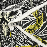 Viscose imprimée gravure tropicale fond noir