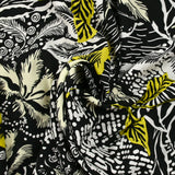 Viscose imprimée gravure tropicale fond noir