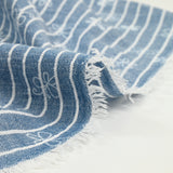 Chambray polyester rayé imprimé butterfly fond bleu