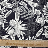 Viscose imprimée nature en négatif fond bleu nuit