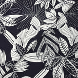 Viscose imprimée nature en négatif fond bleu nuit