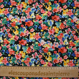 Microfibre imprimée polyester fleurs Nadège fond noir