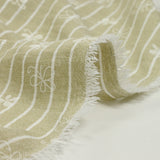 Chambray polyester rayé imprimé butterfly fond beige