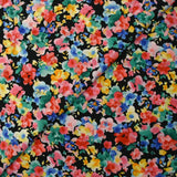 Microfibre imprimée polyester fleurs Nadège fond noir