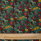 Microfibre imprimée polyester fleurs Sophie fond noir