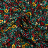 Microfibre imprimée polyester fleurs Sophie fond noir