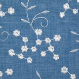 Blue background embroidered polyester twill