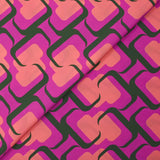 Crêpe polyester imprimé seventies fond violet