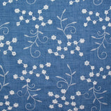 Blue background embroidered polyester twill