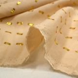Viscose plumetis Lurex doré fond beige