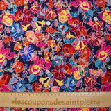 Crépon viscose lurex Love color fond marine