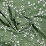Twill de polyester embroidered Marguerite Khaki background