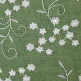Twill de polyester embroidered Marguerite Khaki background