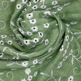 Twill de polyester embroidered Marguerite Khaki background