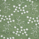 Twill de polyester embroidered Marguerite Khaki background
