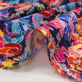 Crépon viscose lurex Love color fond marine