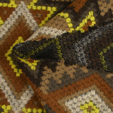 Laine mélangée fantaisie aztèque marron et jaune fluo