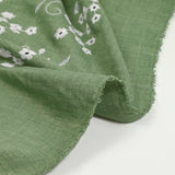 Twill de polyester embroidered Marguerite Khaki background