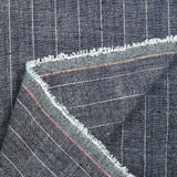 Polyviscose et lin rayé Maud fond bleu nuit