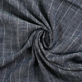 Polyviscose et lin rayé Maud fond bleu nuit