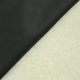 Simili cuir noir envers sherpa fausse fourrure mouton écru