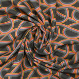 Viscose imprimée tourbillon arc-en-ciel fond gris