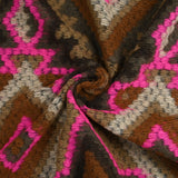 Laine mélangée fantaisie aztèque marron et magenta fluo