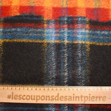Laine mélangée fine à carreaux marron et orange