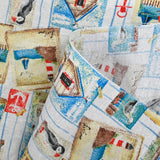 Polycotton seaside print white background