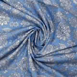 Viscose imprimée fleurs de Jaipur fond bleu ciel