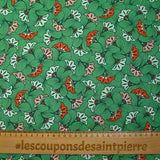 Viscose imprimée fleurs de mariage fond vert