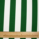 Polycoton imprimé rayé vert et blanc