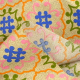 Polycotton blue and orange azulejo print