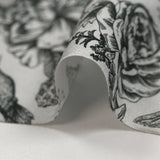 Viscose imprimée roses et colibris fond gris clair