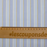 Popeline de coton tissée-teinte rayée ocre et ciel