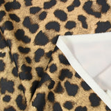 Scuba toucher suédine imprimé léopard fond camel