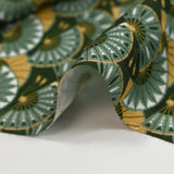 Viscose imprimée éventail ocre et vert