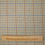 Sábana mezcla lana pata de gallo azul y gris con fondo crudo