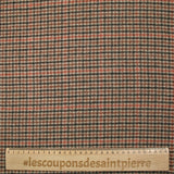 Drap de laine mélangée pied-de-poule marron et rouille fond beige