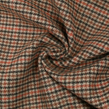 Drap de laine mélangée pied-de-poule marron et rouille fond beige