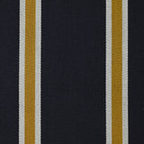 Gabardine de laine mélangée rayée écru et moutarde fond marine