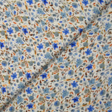 Lin viscose imprimé automne en fleurs fond blanc