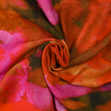 Viscose tissée imprimée brume orange et kaki