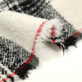 Lainage polyester bouclette à carreaux blanc cassé